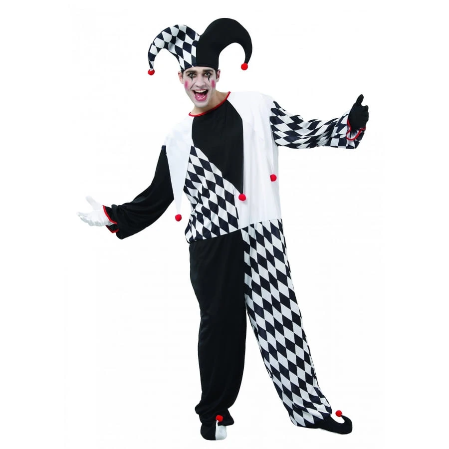 Costume De Bouffon Blanc Et Noir Pour Adulte 6 Costume De Bouffon Blanc Et Noir Pour Adulte – Image 4