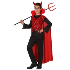 Costume De Diable Avec Cape Rouge Pour Enfant