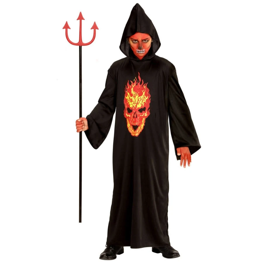 Costume De La Mort Avec Crâne Enflammé, Enfant 4 Costume De La Mort Avec Crâne Enflammé, Enfant – Image 2