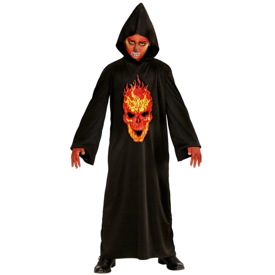 Costume De La Mort Avec Crâne Enflammé, Enfant 3 Costume De La Mort Avec Crâne Enflammé, Enfant