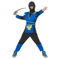Costume De Petit Ninja Bleu Et Noir 9 Costume De Petit Ninja Bleu Et Noir -Boutique De Carnaval D'Halloween Costume de petit ninja bleu et noir 14649