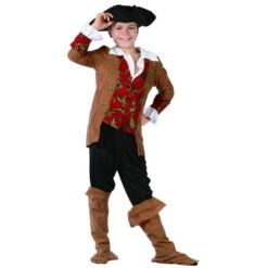 Costume De Petit Pirate Motifs Floraux Dorés 11 Costume De Petit Pirate Motifs Floraux Dorés -Boutique De Carnaval D'Halloween Costume de petit pirate motifs floraux dores 27003