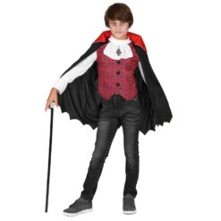 Costume De Petit Vampire Avec Cape Mi-longue -Boutique De Carnaval D'Halloween Costume de petit vampire avec cape mi longue 16682