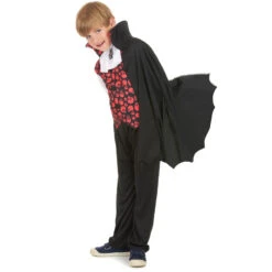 Costume De Petit Vampire Imprimé Têtes De Mort -Boutique De Carnaval D'Halloween Costume de petit vampire imprime tetes de mort 24413
