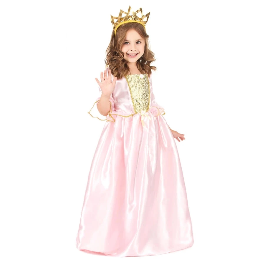 Costume De Petite Princesse Rose Coutures Dorées 4 Costume De Petite Princesse Rose Coutures Dorées – Image 2