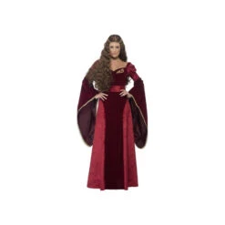 Costume De Reine Médiévale Rouge