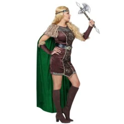 Costume De Reine Viking Avec Longue Cape -Boutique De Carnaval D'Halloween Costume de reine viking avec longue cape 61196