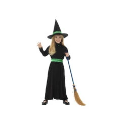 Costume De Sorcière Noir Et Vert Pour Enfant