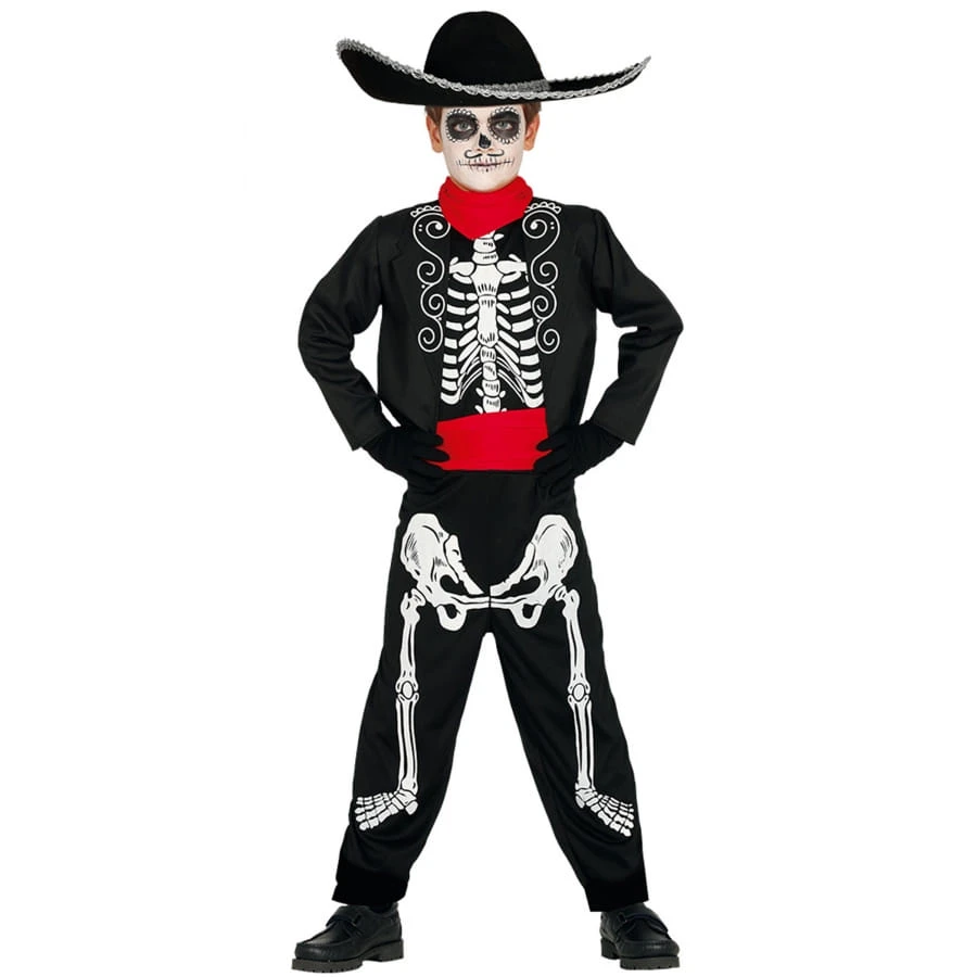 Costume Dia De Los Muertos Pour Enfant, Rouge Noir 3 Costume Dia De Los Muertos Pour Enfant, Rouge Noir