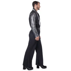 Costume Disco Noir Argenté Pour Homme -Boutique De Carnaval D'Halloween Costume disco noir argente pour homme 67134