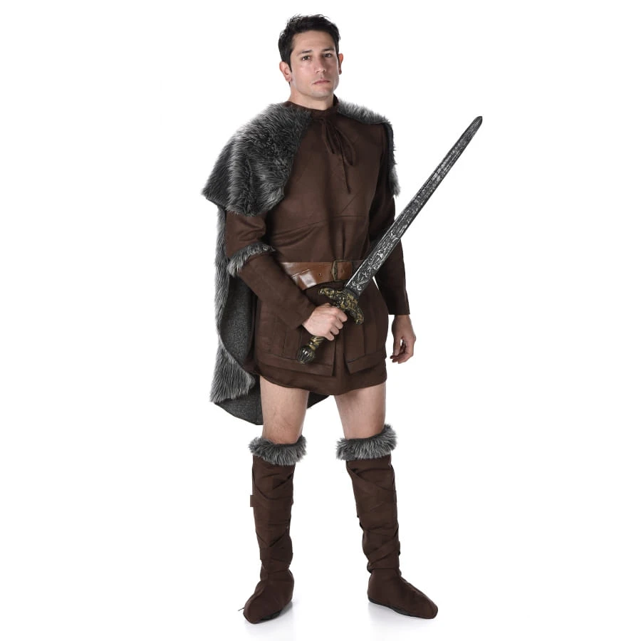 Costume Marron De Viking Avec Cape Grise 3 Costume Marron De Viking Avec Cape Grise