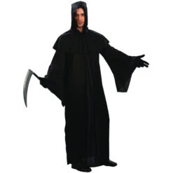 Costume Noir De La Faucheuse Squelette -Boutique De Carnaval D'Halloween Costume noir de la faucheuse squelette 24206