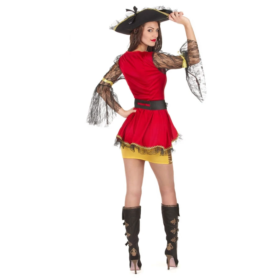Costume Robe Courte Rouge Et Dorée De Piratesse 5 Costume Robe Courte Rouge Et Dorée De Piratesse – Image 3