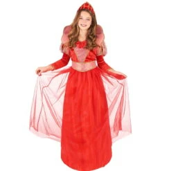 Costume Rouge De Reine Médiévale Pour Fille