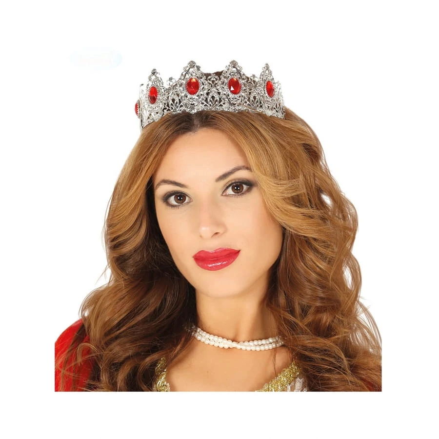 Couronne Argentée Avec Pierres Rouges Pour Femme 3 Couronne Argentée Avec Pierres Rouges Pour Femme