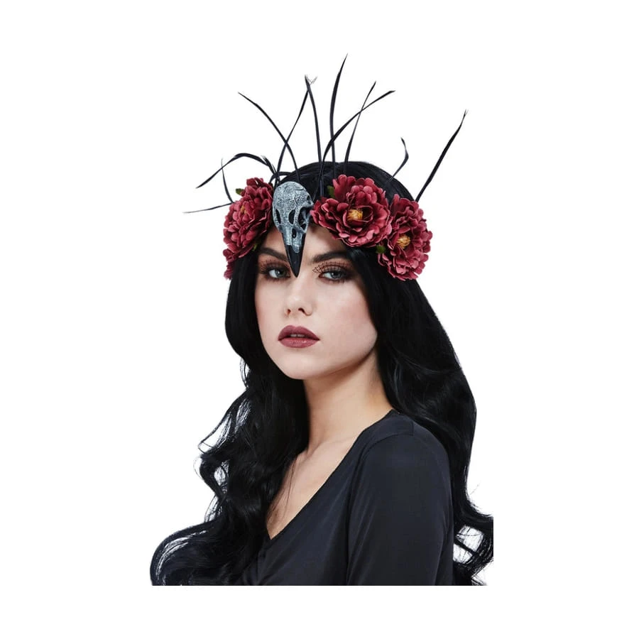 Couronne De Fleurs Avec Crâne D'oiseau Et Plumes 3 Couronne De Fleurs Avec Crâne D'oiseau Et Plumes