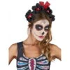 Couronne De Fleurs Dia De Los Muertos Noir Rouge 1 Couronne De Fleurs Dia De Los Muertos Noir Rouge -Boutique De Carnaval D'Halloween Couronne de fleurs dia de los muertos noir rouge