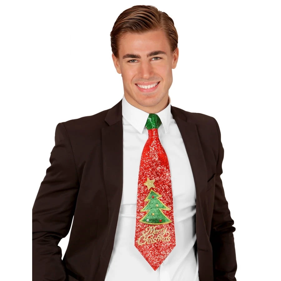 Cravate Merry Christmas Recouverte De Paillettes 3 Cravate Merry Christmas Recouverte De Paillettes