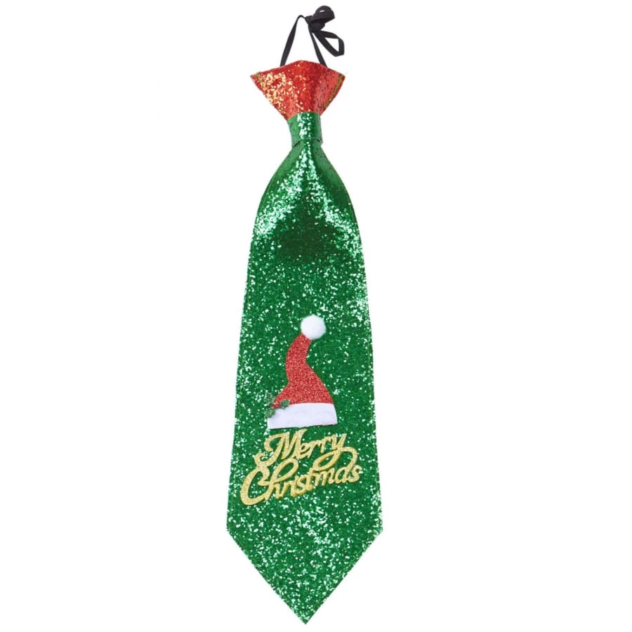 Cravate Merry Christmas Verte Pailletée 3 Cravate Merry Christmas Verte Pailletée