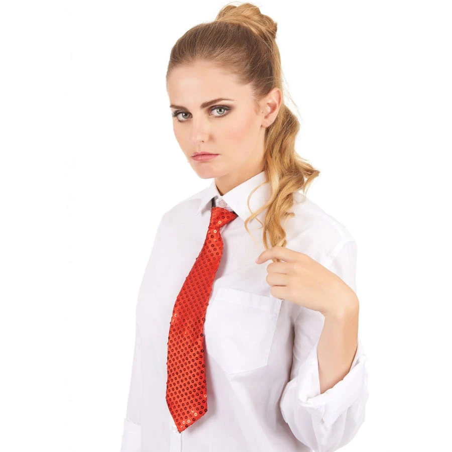 Cravate Unie Rouge Avec Sequins 3 Cravate Unie Rouge Avec Sequins