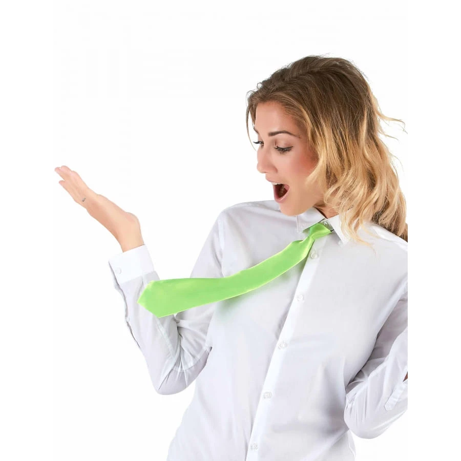 Cravate Verte Fluo, Attache élastique 4 Cravate Verte Fluo, Attache élastique – Image 2