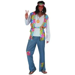 Déguisement Bleu Et Coloré De Hippie Pour Homme -Boutique De Carnaval D'Halloween Deguisement bleu et colore de hippie pour homme 27128