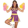 Déguisement Cheerleader Violet Et Jaune Pour Femme 1 Déguisement Cheerleader Violet Et Jaune Pour Femme -Boutique De Carnaval D'Halloween Deguisement cheerleader violet et jaune pour femme