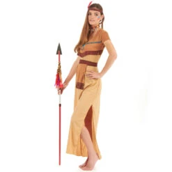 Déguisement De Femme Indienne Marron -Boutique De Carnaval D'Halloween Deguisement de femme indienne marron 14612