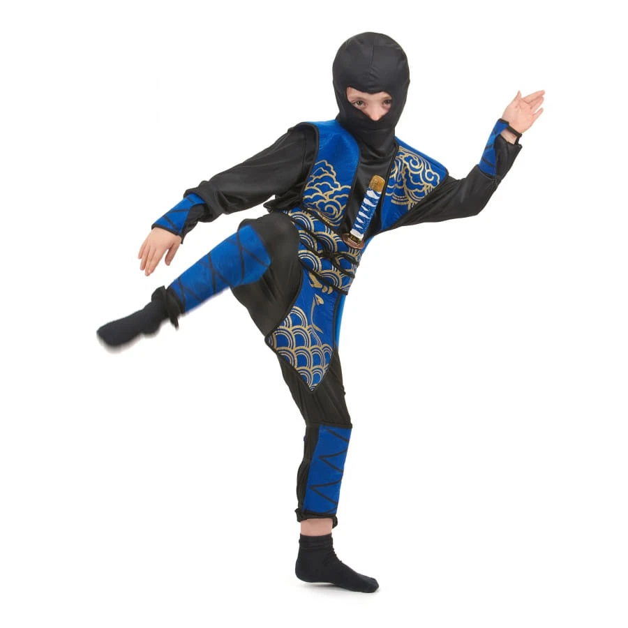 Déguisement De Petit Ninja Bleu Et Noir 4 Déguisement De Petit Ninja Bleu Et Noir – Image 2