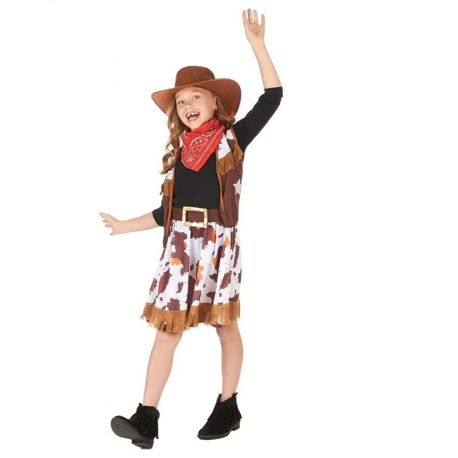 Déguisement De Petite Cowgirl Imprimé Vachette 4 Déguisement De Petite Cowgirl Imprimé Vachette – Image 2