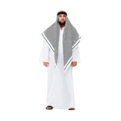 Déguisement De Prince Arabe Gris Et Blanc, Adulte
