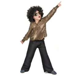 Déguisement Disco Noir Et Doré Pour Enfant