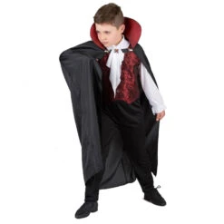 Déguisement Enfant De Vampire Avec Longue Cape -Boutique De Carnaval D'Halloween Deguisement enfant de vampire avec longue cape 24369