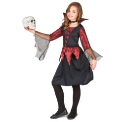 Déguisement Fille Vampire Noir Et Bordeaux Satiné -Boutique De Carnaval D'Halloween Deguisement fille vampire noir et bordeaux satine 14429