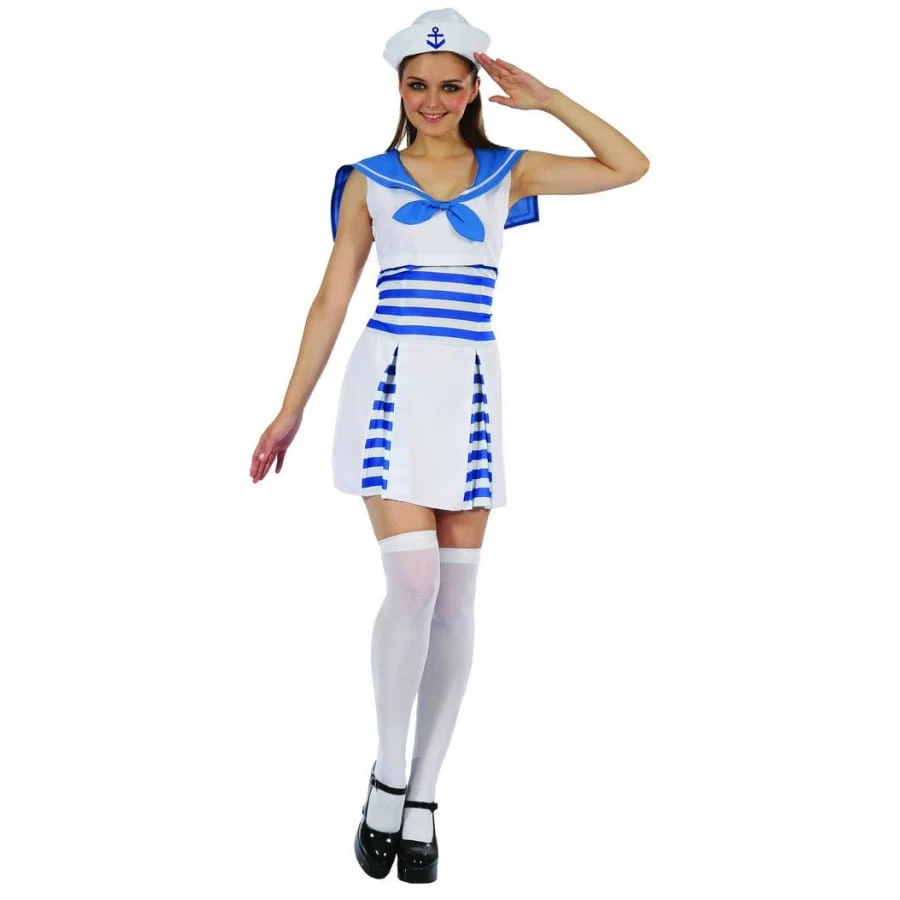 Déguisement Léger Bleu Blanc De Femme Marin 6 Déguisement Léger Bleu Blanc De Femme Marin – Image 4