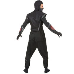 Déguisement Noir De Ninja Avec Motifs Rouges -Boutique De Carnaval D'Halloween Deguisement noir de ninja avec motifs rouges 24045