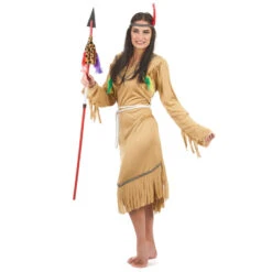 Déguisement Robe D'indienne Marron Pour Femme -Boutique De Carnaval D'Halloween Deguisement robe d indienne marron pour femme 12765