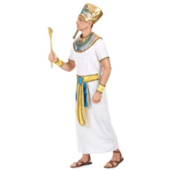 Déguisement Tunique De Pharaon Blanche Et Dorée -Boutique De Carnaval D'Halloween Deguisement tunique de pharaon blanche et doree 12279