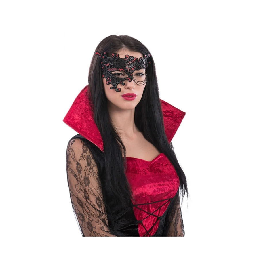 Demi-masque Baroque Rouge Et Noir 3 Demi-masque Baroque Rouge Et Noir