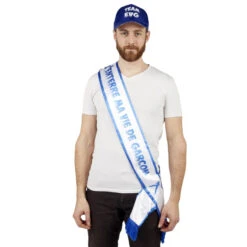 Echarpe J'enterre Ma Vie De Garçon, Blanc Bleu