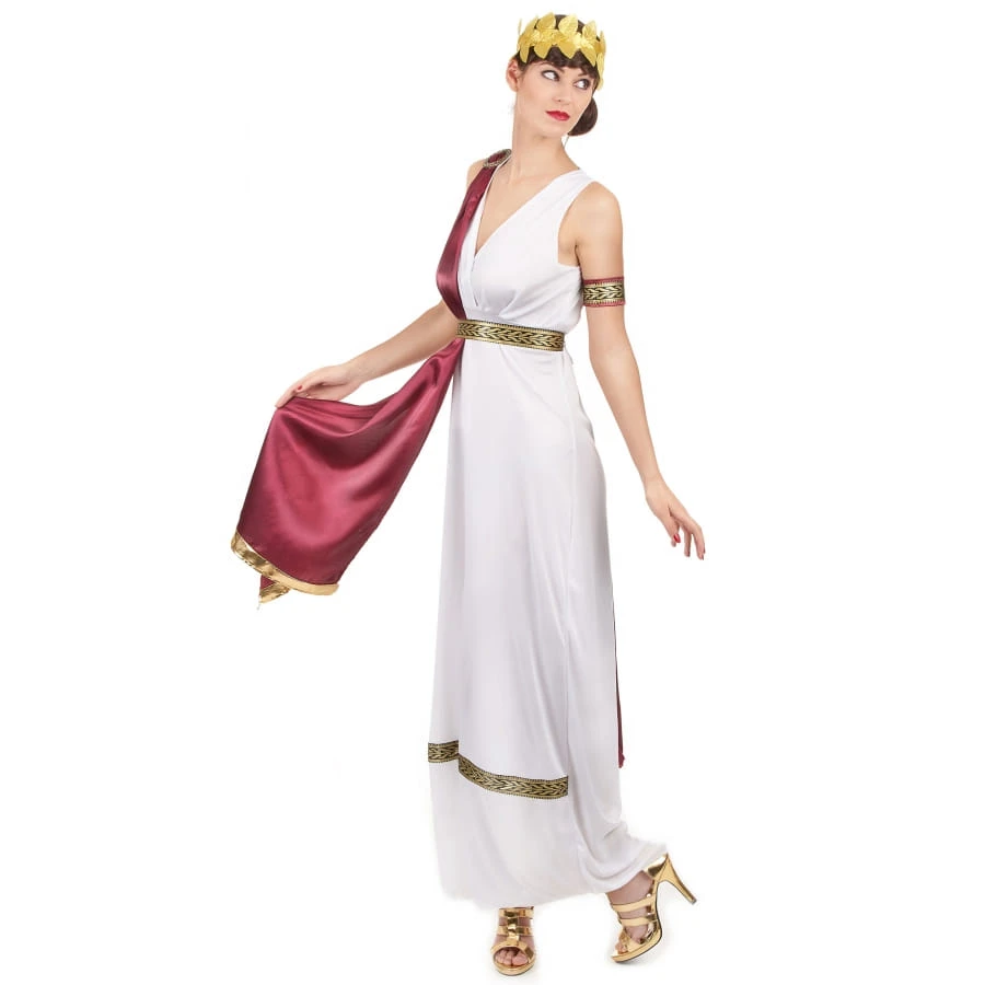 Elegante Tenue De Femme Grecque Avec Toge Rouge 4 Elegante Tenue De Femme Grecque Avec Toge Rouge – Image 2