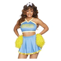 Ensemble Bleu De Pompom Girl Pour Femme, Luxe -Boutique De Carnaval D'Halloween Ensemble bleu de pompom girl pour femme luxe 61451