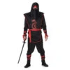 Ensemble De Ninja Noir Rouge Pour Homme -Boutique De Carnaval D'Halloween Ensemble de ninja noir rouge pour homme