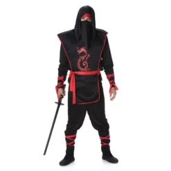 Ensemble De Ninja Noir Rouge Pour Homme
