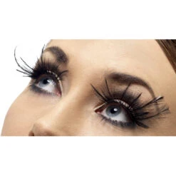 Faux Cils Noirs Longues Plumes Cabaret + Colle