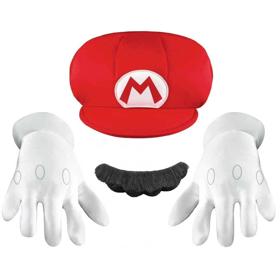Gants, Casquette Et Moustache De Mario Pour Enfant 3 Gants, Casquette Et Moustache De Mario Pour Enfant