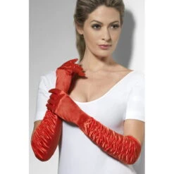 Gants Long Rouge Femme Séductrice 5 Gants Long Rouge Femme Séductrice -Boutique De Carnaval D'Halloween Gants long rouge femme seductrice 1