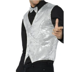 Gilet Argenté à Sequins -Boutique De Carnaval D'Halloween Gilet argente a sequins 2 4