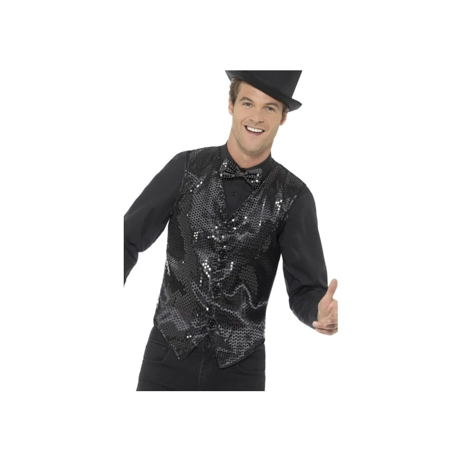 Gilet Noir à Sequins Pour Homme 3 Gilet Noir à Sequins Pour Homme