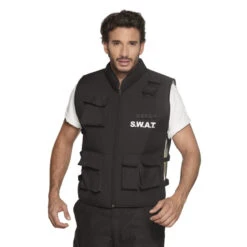 Gilet SWAT Noir Sans Manche Pour Adulte